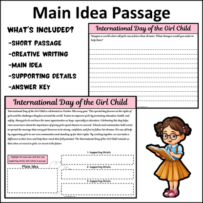 International Day of the Girl Child | Main Idea and Supporting Details Reading Passage and Questions