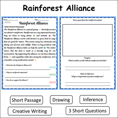 Rainforest Alliance | Short Reading Comprehension Creative Worksheet