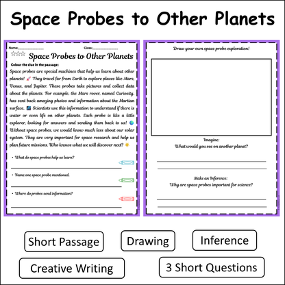 Space Probes to Other Planets | Short Reading Comprehension Creative Worksheet