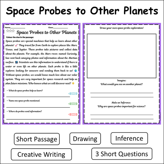 Space Probes to Other Planets | Short Reading Comprehension Creative Worksheet