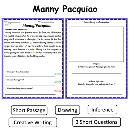 Manny Pacquiao | Short Reading Comprehension Creative Worksheet