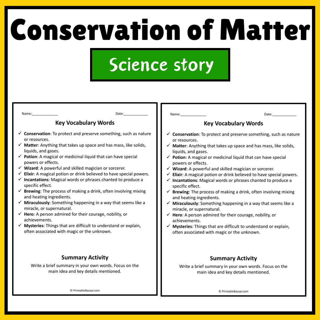 Conservation of Matter | Science Story Reading Comprehension Activity