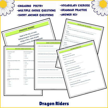 Dragon Riders | Poem Grammar Worksheet Printable Activity