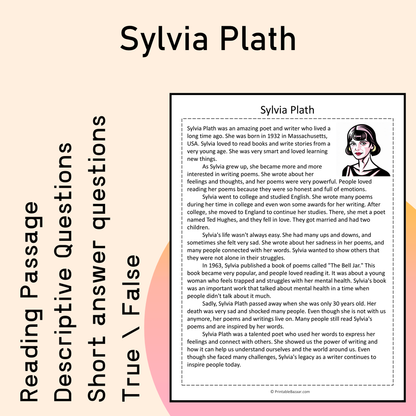 Sylvia Plath | Reading Comprehension Passage Printable Activity
