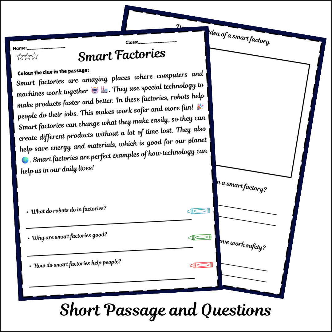 Smart Factories | Short Reading Comprehension Creative Worksheet