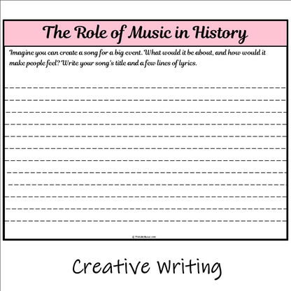 The Role of Music in History | Main Idea and Supporting Details Reading Passage and Questions