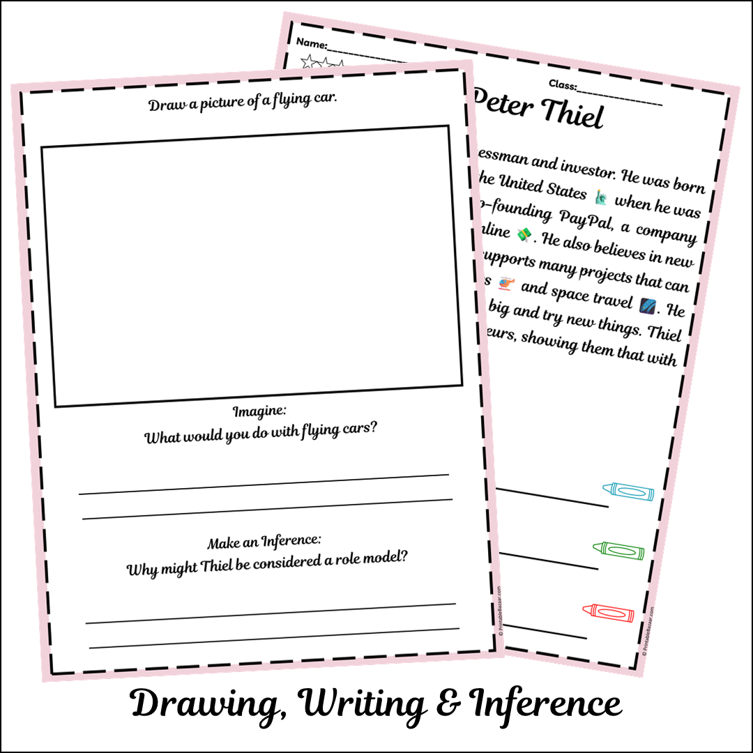 Peter Thiel | Short Reading Comprehension Creative Worksheet