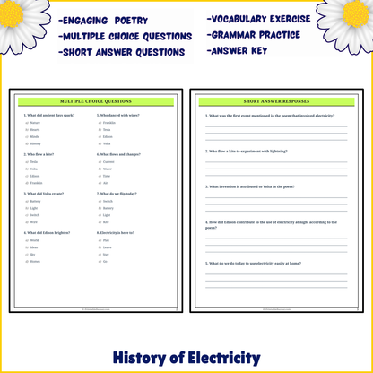 History of Electricity | Poem Grammar Worksheet Printable Activity