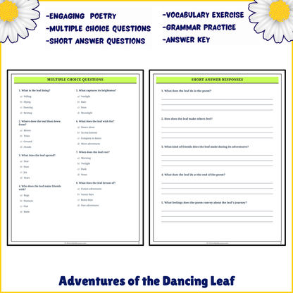 Adventures of the Dancing Leaf | Poem Grammar Worksheet Printable Activity