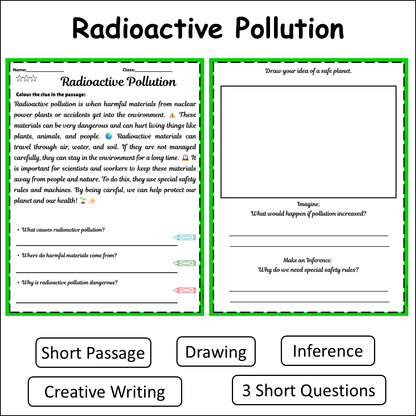 Radioactive Pollution | Short Reading Comprehension Creative Worksheet