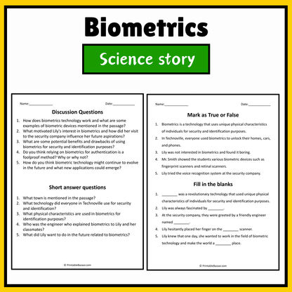 Biometrics | Science Story Reading Comprehension Activity