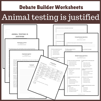 Animal testing is justified | Favour and Against Worksheet Printable Activity