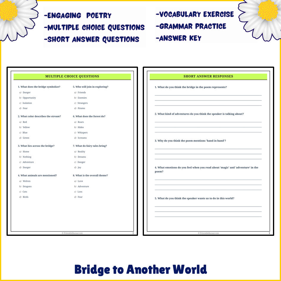 Bridge to Another World | Poem Grammar Worksheet Printable Activity