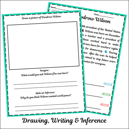 Woodrow Wilson | Short Reading Comprehension Creative Worksheet