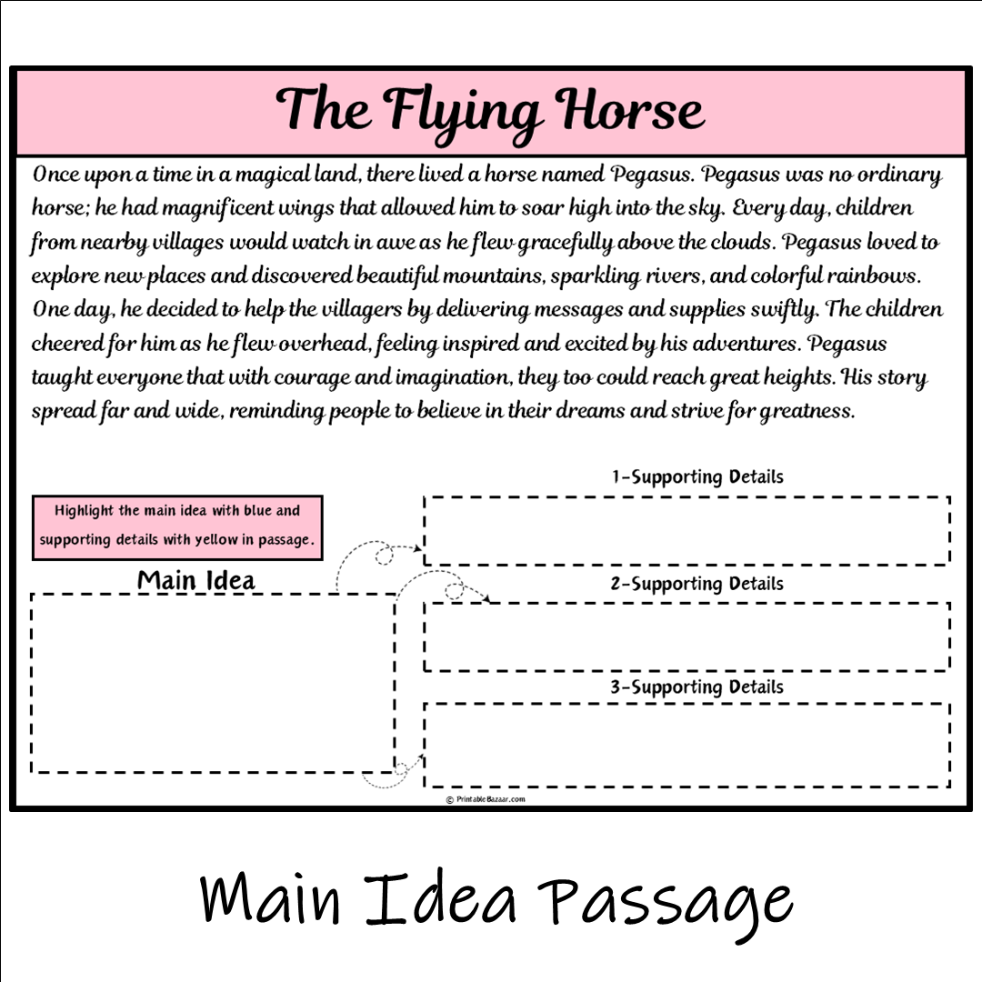 The Flying Horse | Main Idea and Supporting Details Reading Passage and Questions