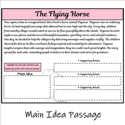 The Flying Horse | Main Idea and Supporting Details Reading Passage and Questions