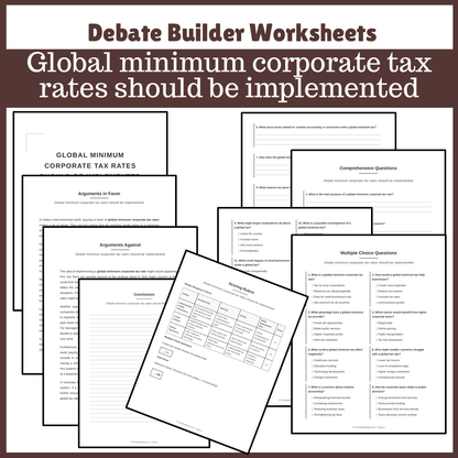 Global minimum corporate tax rates should be implemented | Favour and Against Worksheet Printable Activity