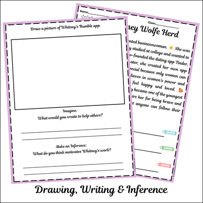 Whitney Wolfe Herd | Short Reading Comprehension Creative Worksheet