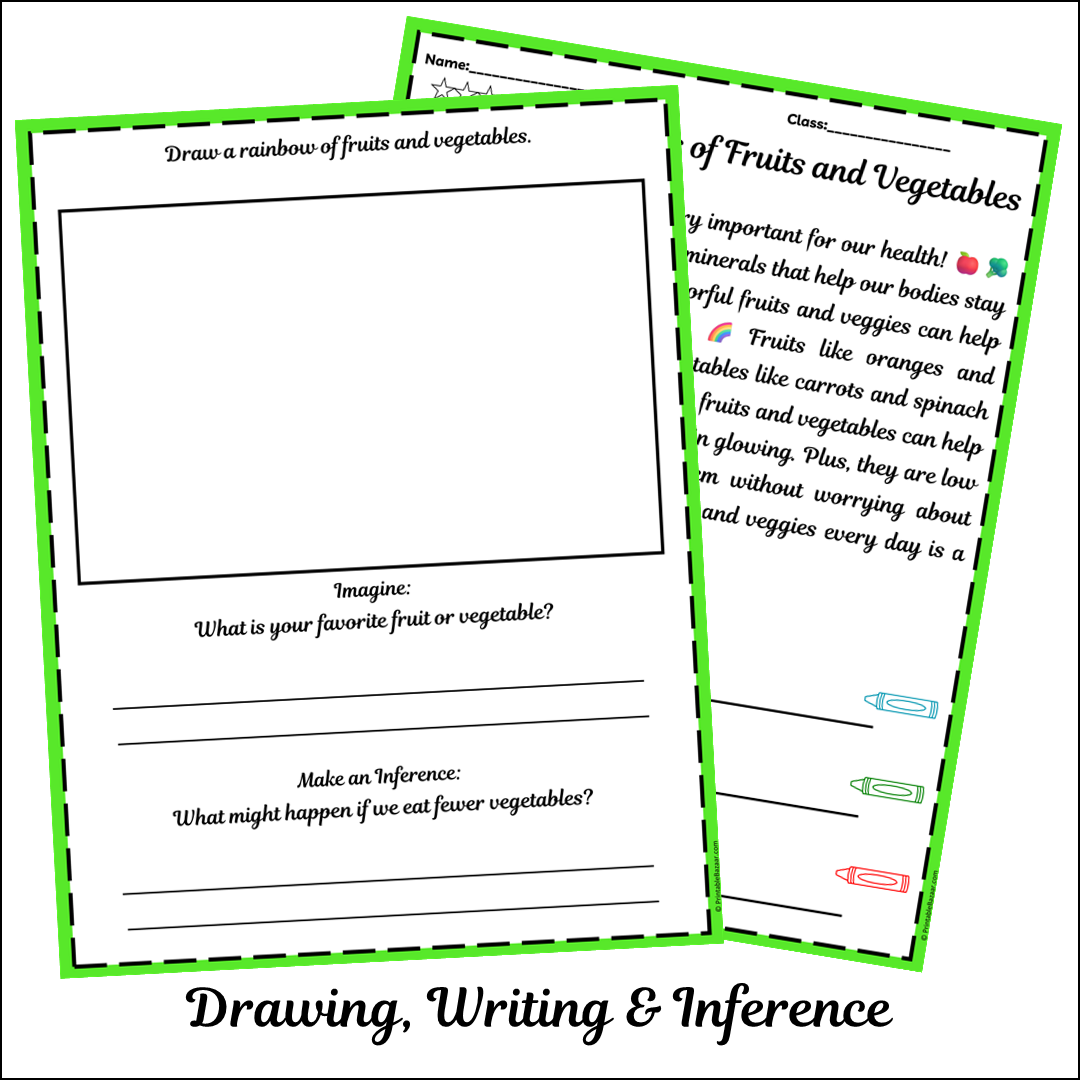 The Benefits of Fruits and Vegetables | Short Reading Comprehension Creative Worksheet