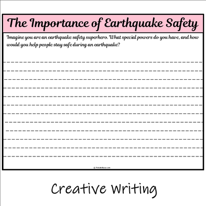 The Importance of Earthquake Safety | Main Idea and Supporting Details Reading Passage and Questions