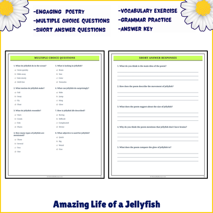 Amazing Life of a Jellyfish | Poem Grammar Worksheet Printable Activity