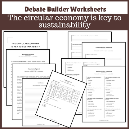 The circular economy is key to sustainability | Favour and Against Worksheet Printable Activity