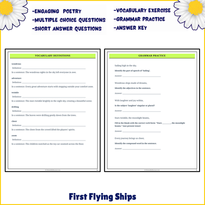 First Flying Ships | Poem Grammar Worksheet Printable Activity