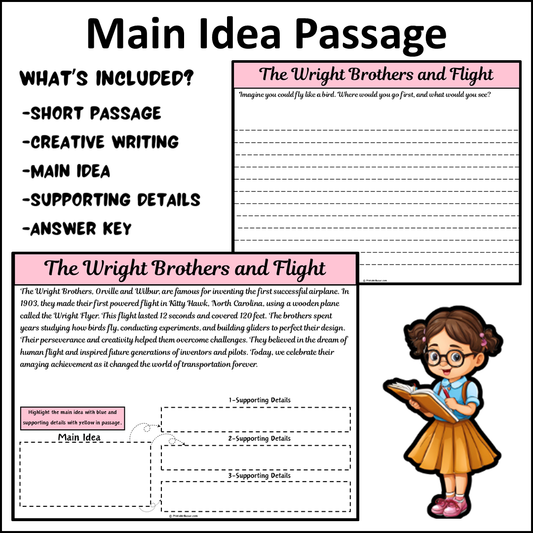 The Wright Brothers and Flight | Main Idea and Supporting Details Reading Passage and Questions