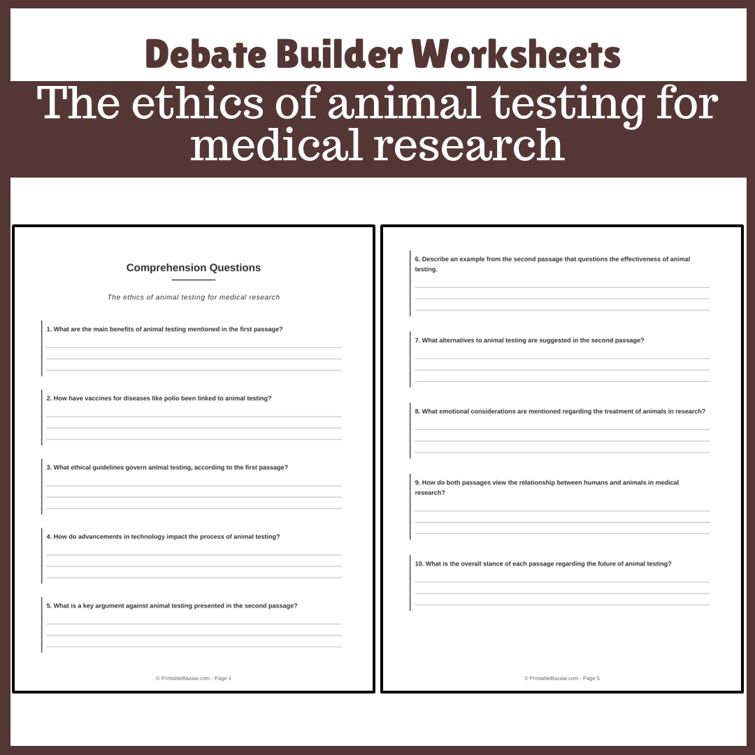 The ethics of animal testing for medical research | Favour and Against Worksheet Printable Activity