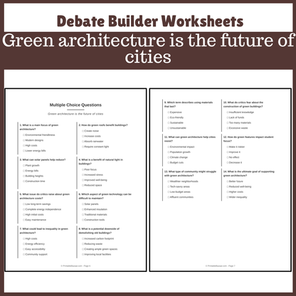Green architecture is the future of cities | Favour and Against Worksheet Printable Activity