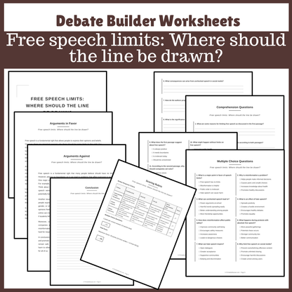 Free speech limits: Where should the line be drawn? | Favour and Against Worksheet Printable Activity