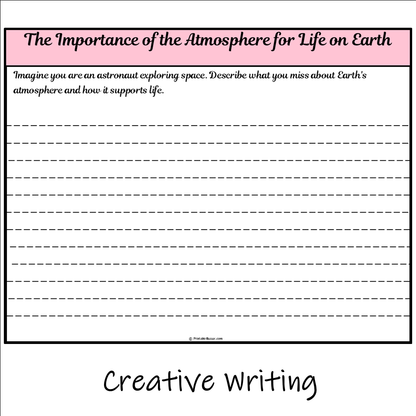 The Importance of the Atmosphere for Life on Earth | Main Idea and Supporting Details Reading Passage and Questions