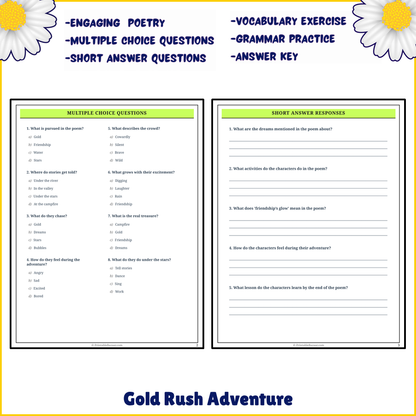 Gold Rush Adventure | Poem Grammar Worksheet Printable Activity