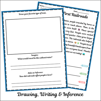 The First Railroads | Short Reading Comprehension Creative Worksheet