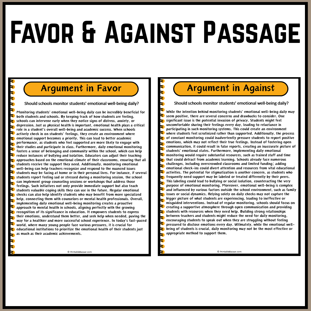 Should schools monitor students' emotional well-being daily? | Debate Case Study Worksheet