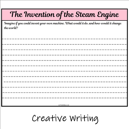 The Invention of the Steam Engine | Main Idea and Supporting Details Reading Passage and Questions