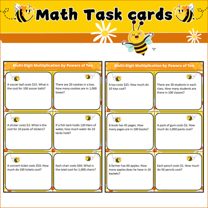 Multi-Digit Multiplication by Powers of Ten | Math Task Cards