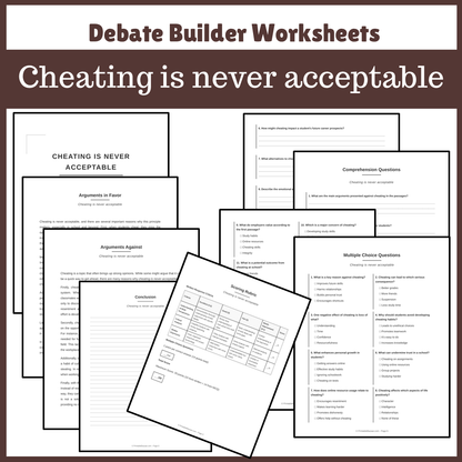 Cheating is never acceptable | Favour and Against Worksheet Printable Activity