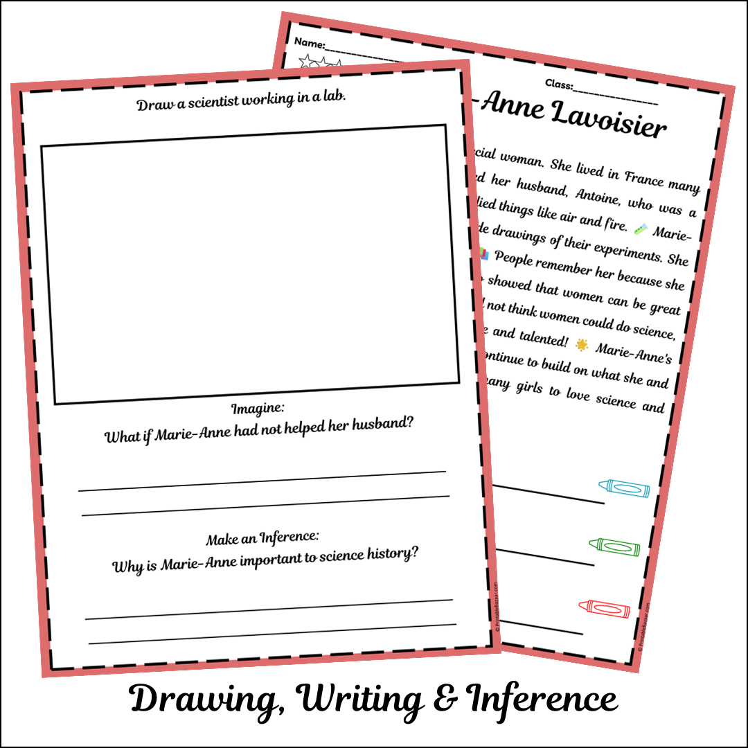 Marie-Anne Lavoisier | Short Reading Comprehension Creative Worksheet
