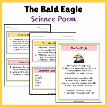 The Bald Eagle | Science Poem Reading Comprehension Activity