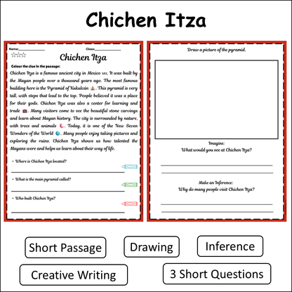 Chichen Itza | Short Reading Comprehension Creative Worksheet