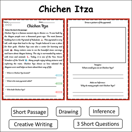 Chichen Itza | Short Reading Comprehension Creative Worksheet