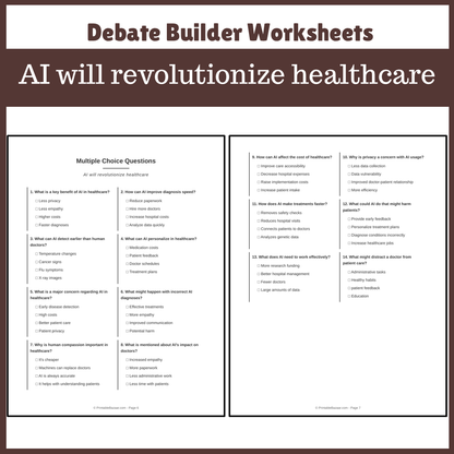 AI will revolutionize healthcare | Favour and Against Worksheet Printable Activity