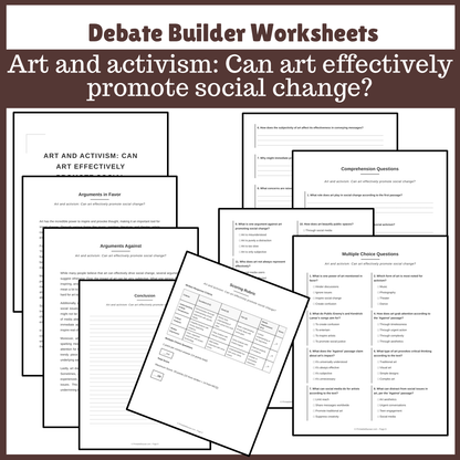 Art and activism: Can art effectively promote social change? | Favour and Against Worksheet Printable Activity