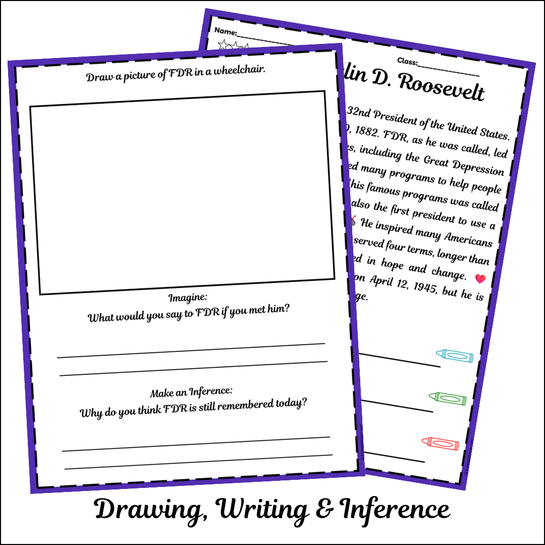 Franklin D. Roosevelt | Short Reading Comprehension Creative Worksheet