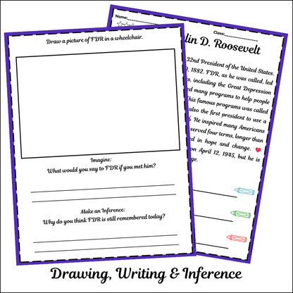 Franklin D. Roosevelt | Short Reading Comprehension Creative Worksheet