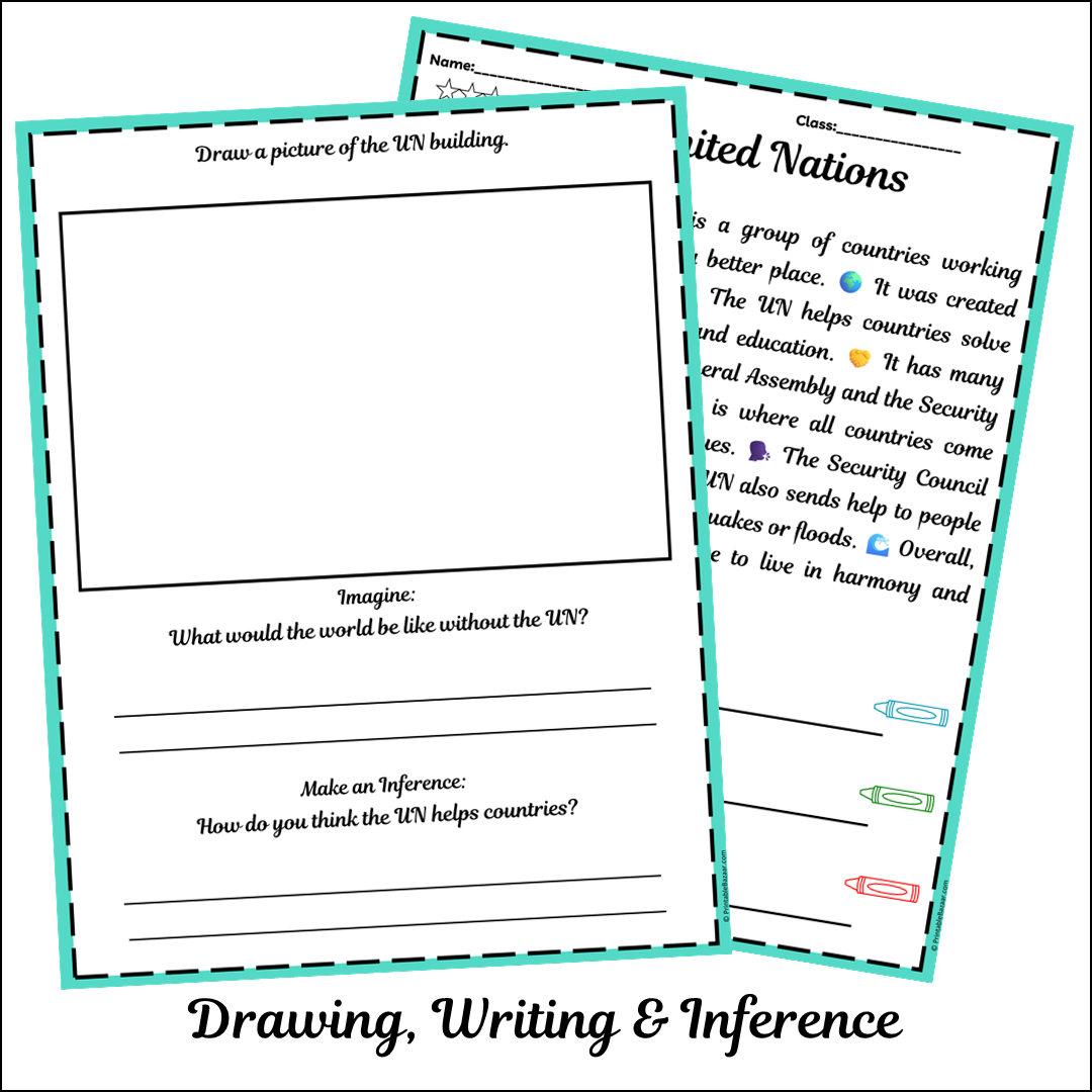 United Nations | Short Reading Comprehension Creative Worksheet