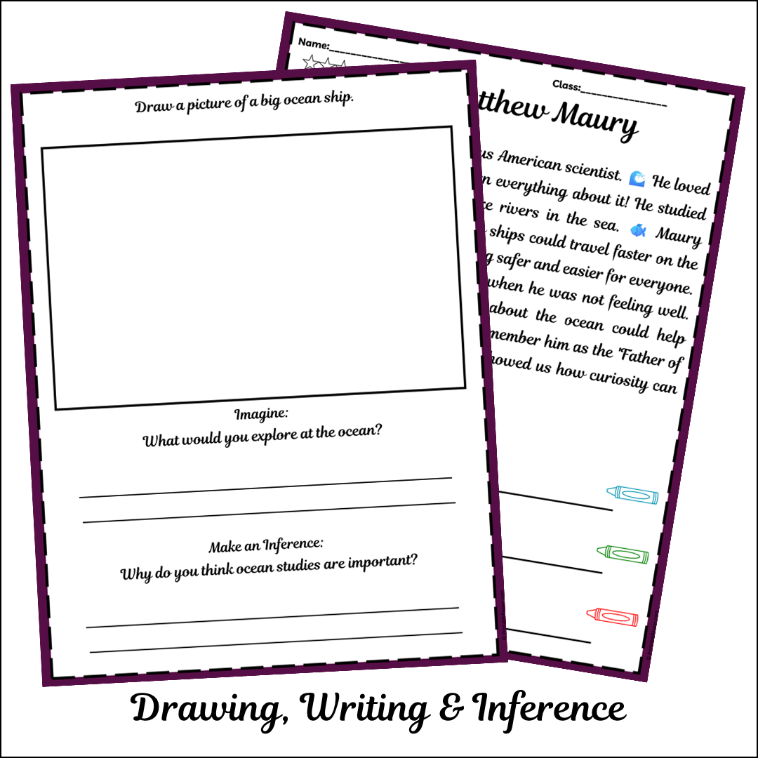 Matthew Maury | Short Reading Comprehension Creative Worksheet