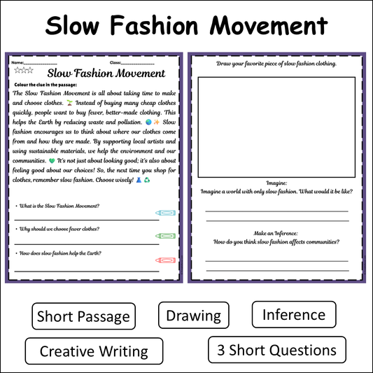 Slow Fashion Movement | Short Reading Comprehension Creative Worksheet