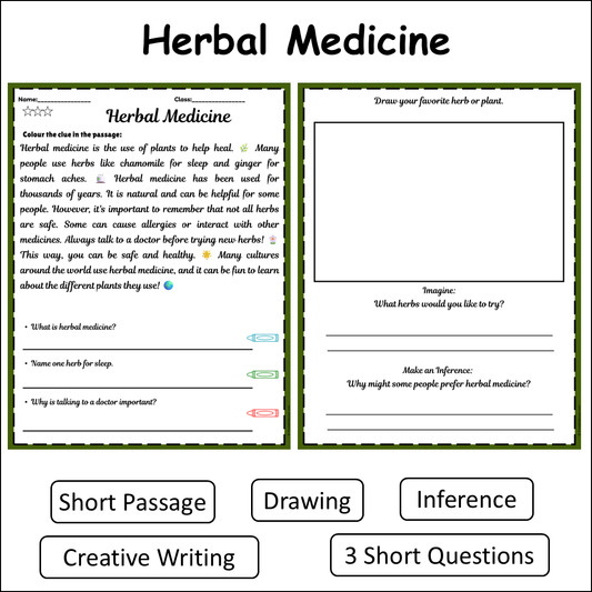 Herbal Medicine | Short Reading Comprehension Creative Worksheet